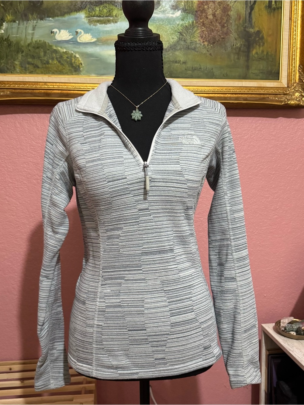 The North Face Light Gray Quarter-Zip Performance Top